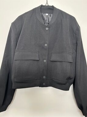 Women's Classic Black Bomber Jacket.